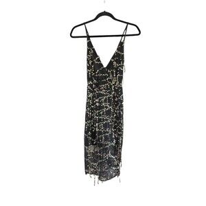 Black Sequin Mini Dress Size Small Tie Back